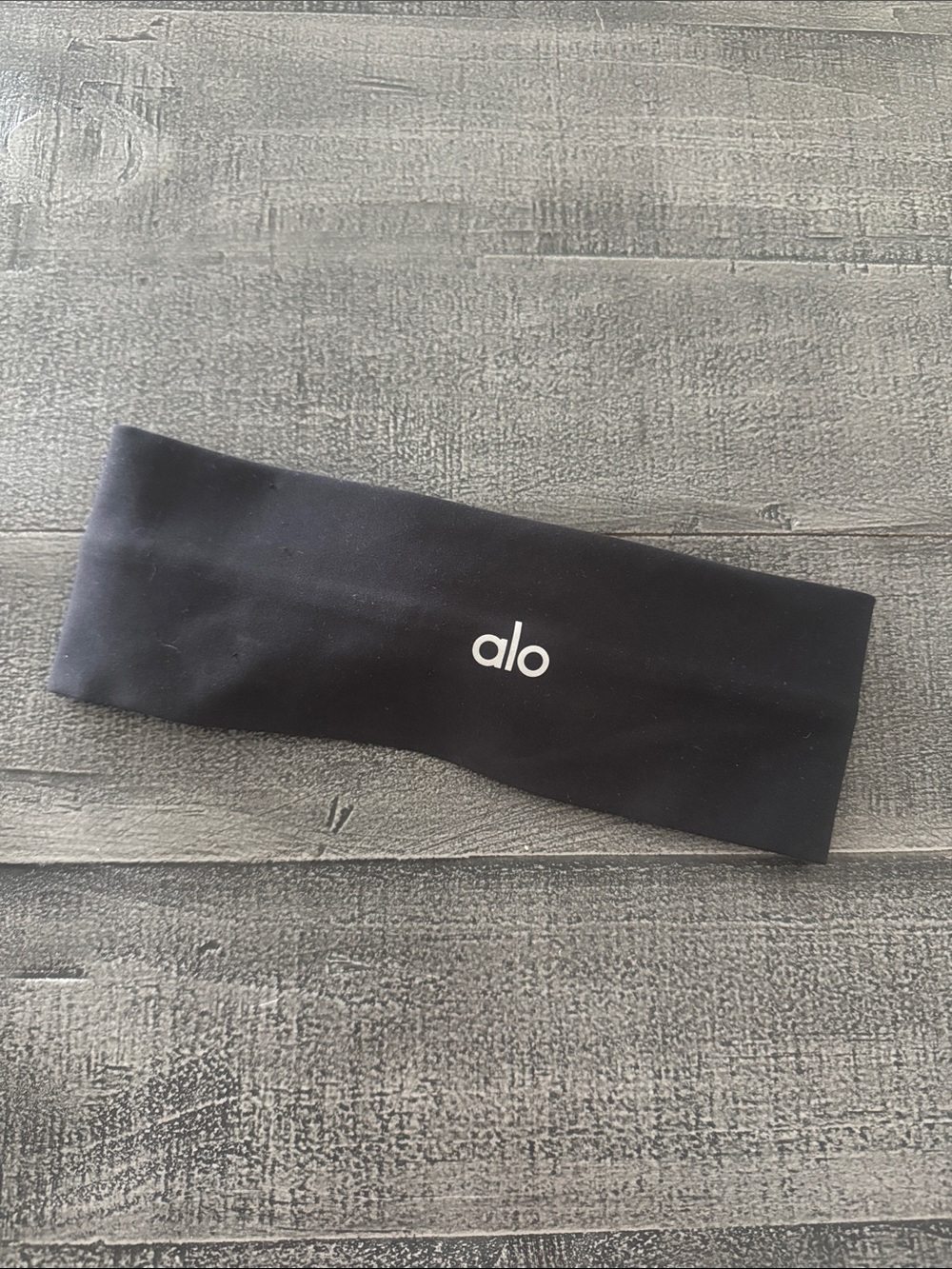 ALO Yoga Black Athletic Headband with White Logo